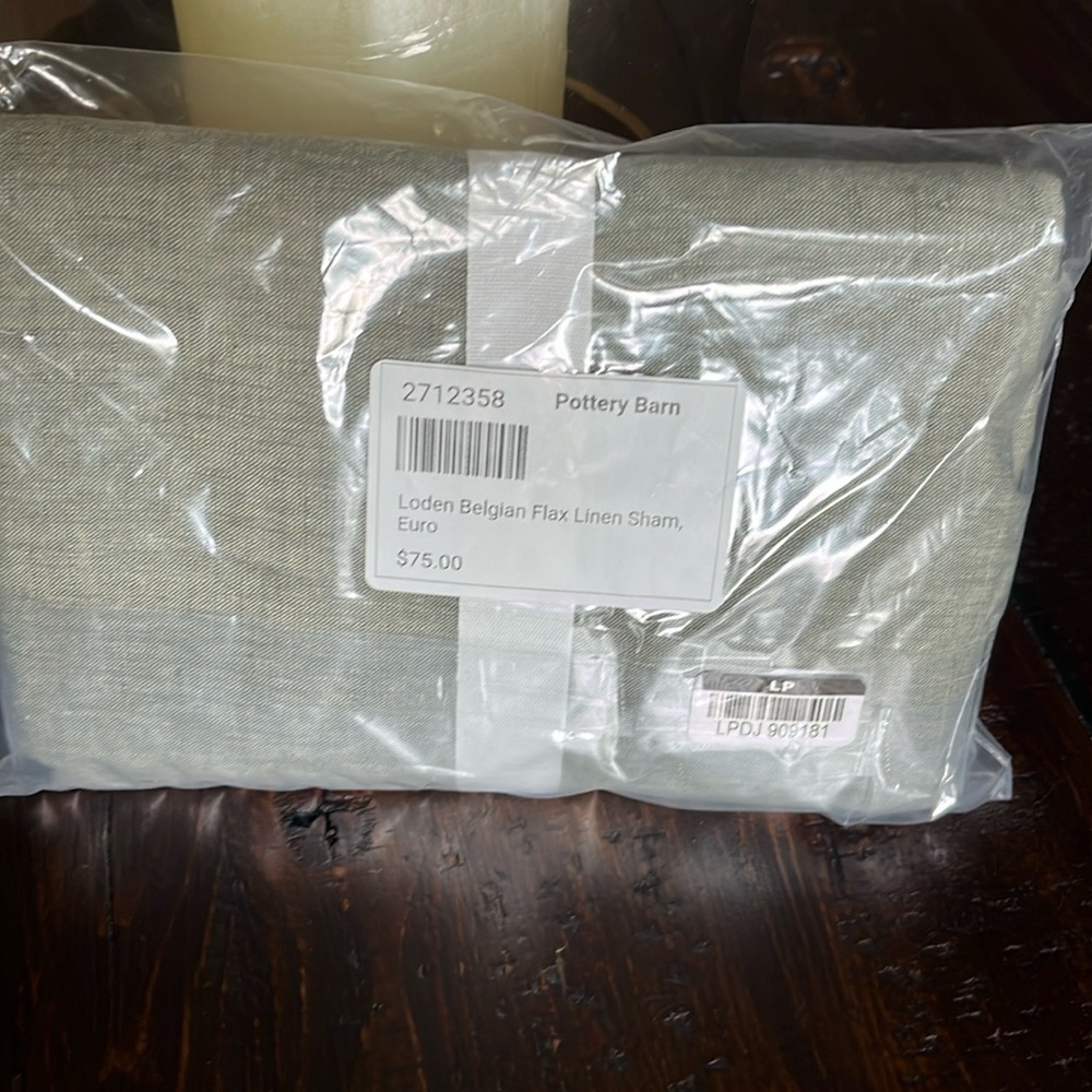 Pair Pottery barn Loden Belgian flax linen Pair of euro shams. NWT